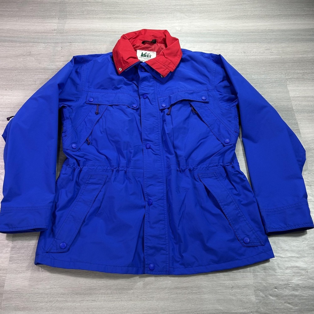 VINTAGE REI Gore-Tex Jacket Mens Medium Blue Red Ski Waterproof Hiking 80s 90s